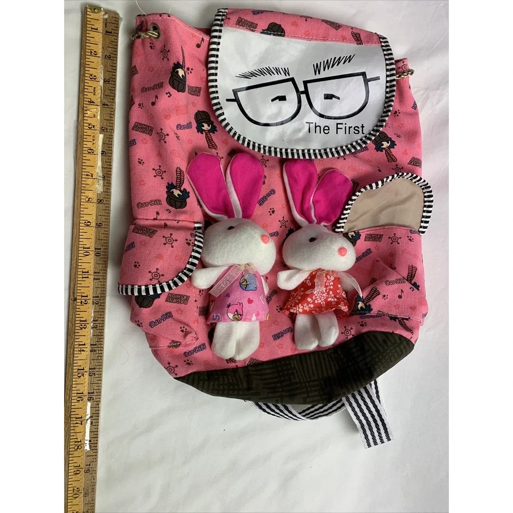 BAO BIBI Fashion Casual Backpack Bag Cotton Cloth Bunny Rabbit‎ Fun School Pack